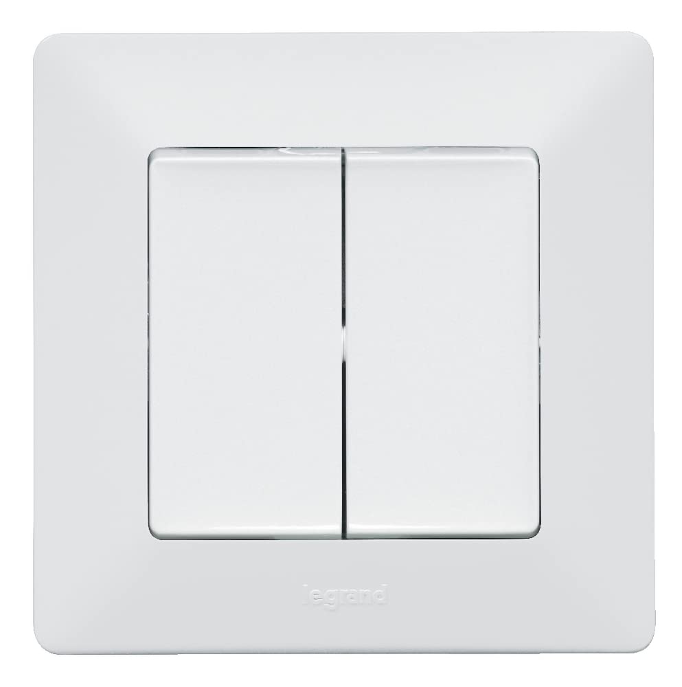 Legrand, Valena Life 752108 Double Toggle Switch 10AX 250V with Cover Plate and Support Frame, Ultra White — image 1