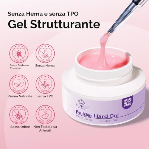MIZHSE Gel Nail Structuring Gel Ema Free TPO Free Nail Gel Nail Gel for Home Study Nail Pink 30g