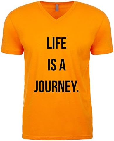Shirtgoals Life Is A Journey Men's V Neck Shirt Orange X-Large