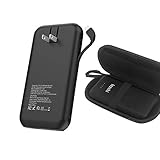 15000mAh Portable Power Bank, External Battery Pack with 2.4A USB Port Output, Built- in AC Plug, Charging Cable Compatible with All Cellphone (Black)