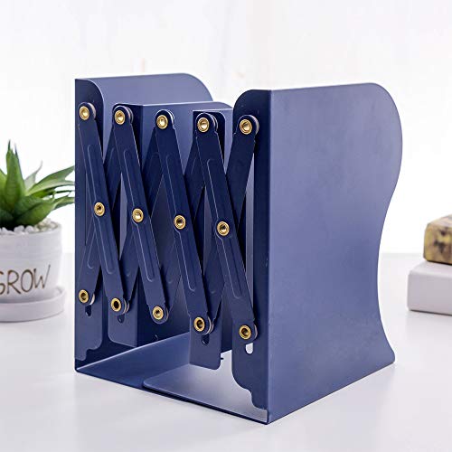 JIARI Simple Nature Style Blue Decorative Metal Iron Bookends Holder Stand Desk Nonskid Adjustable Bookend (Blue)