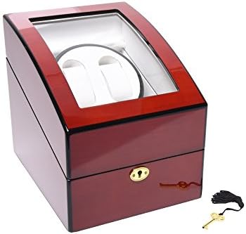 Luxury Cherry Wood 4 Mode Watch Winder - 5 Watch Storage Display Box Organizer (2+3 Cherry)