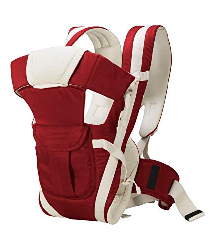 Antils 4 in 1 Adjustable Hands-Free Front Facing Baby Sling Carrier Bag Safety Belt/Strip (Maroon)