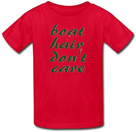 Popowner Special Boat Hair Don't Care Cotton Boys Unique Novelty Funny T Shirt Red