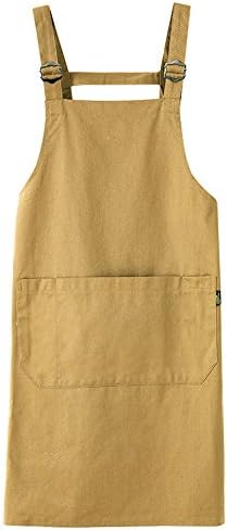 Herasa Professional Flame Retardant Coating Butcher Apron Cross-Back with Pockets-aprons for women (khaki)