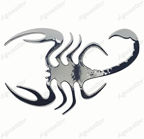 Aguetaor - Car Logo Emblem Decal Badge ABS Tail Car Sticker PVC Scorpion Silver