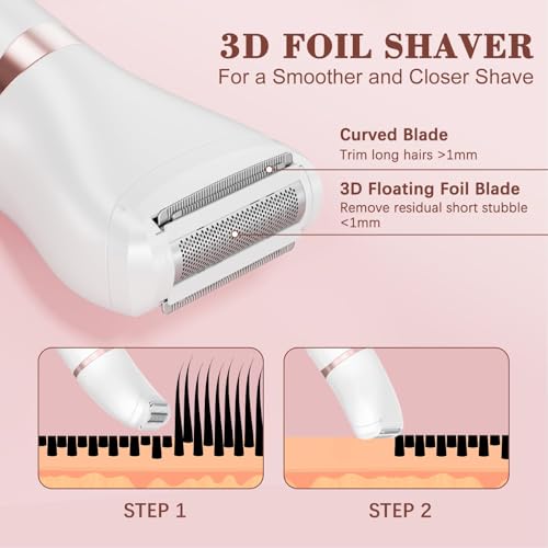MAXGROOM Bikini Trimmer for Women, 3-in-1 Painless Electric Razor for Pubic Hair, Waterproof Cordless Lady Shaver with LED Light, Travel Pouch & Easy Cleaning