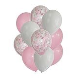 12'' Pink Confetti Balloons for Girl Baby Shower Party Decoration (Pack of 12) (Pink)
