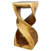 Haussmann Entry Table or Stool Double Twist 14 in SQ x 30 in High Walnut Oil