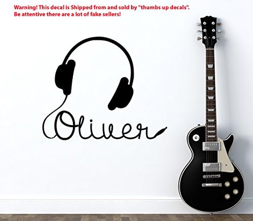 NAME WALL DECALS Music Earphones Personalized Decal Kids Nursery Music Vinyl Stickers Headphones Home Kids Teen Bedroom Decor T260