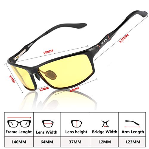 Soxick Night Driving Glasses, HD Vision Yellow Lens Polarized Anti Glare Fashion Sunglasses Men & Women - Thumbnail 4