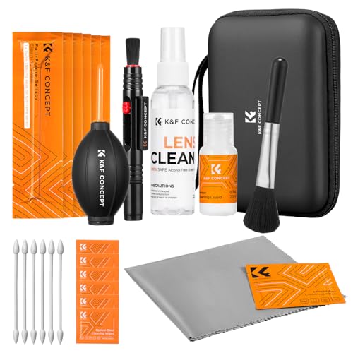K&F CONCEPT 25 in 1 Camera Cleaning Kit with Pen, Blower, Cleaning Cloth, Liquid, 24MM Full Frame Sensor Cleaner, Brush for DSLR Camera Lens, Phone