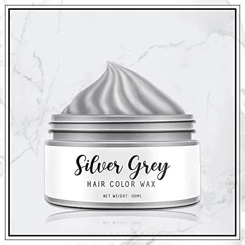 TONGHANG Hair Color Wax Silver Gray Hair Wax Instant Temporary Hairstyle Cream, Silvery Grey Hair Pomades, Natural Silver Ash Matte Hair Gel for Men and Women (Silver)