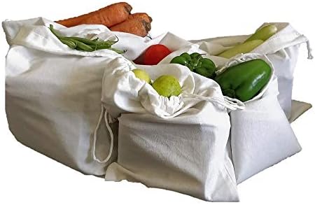 Arka 100% Cotton Plain Vegetable Storage Bags (Combo Pack) Eco-Friendly, Non-Toxic, Washable, Reusable