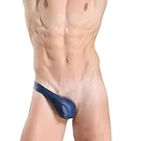 Binmer(TM)Sexy Half Thong Bulge Pouch Underwear Men One Side Jockstrap Briefs Bikini (DarkBlue)