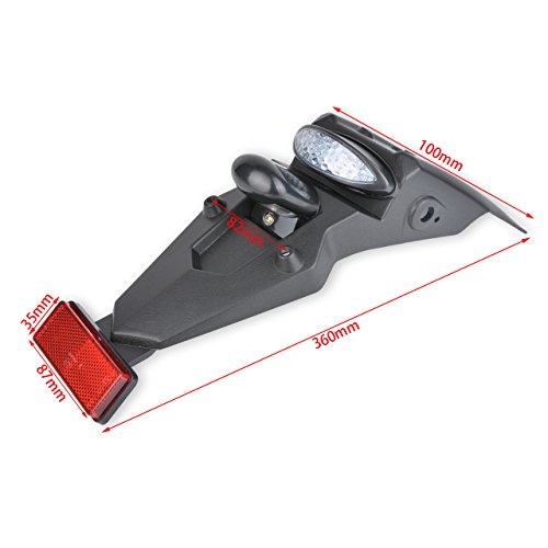 KATUR 12V LED Motorcycle Fender Rear Tail Stop Light Reflector Universal for MX Motocross Sport Pit Dirt Bike (White Shell)