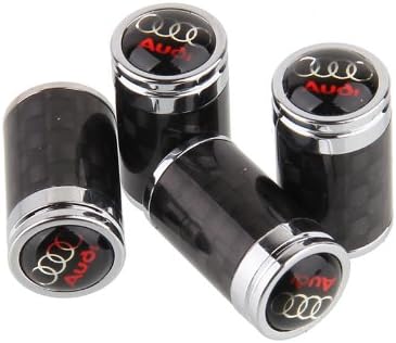 Carbon Fiber Car Tire Air Valve Caps Stem Cover For Audi Emblem Decoration (A)