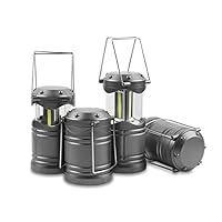 Lichamp LED Camping Lantern, 4 Pack Battery Powered Flashlight for Power Outages, Portable Collapsible Hanging Light Essential for Home, Outdoor, Emergency Lamp Survival Kit Gear for Hurricane, Gray