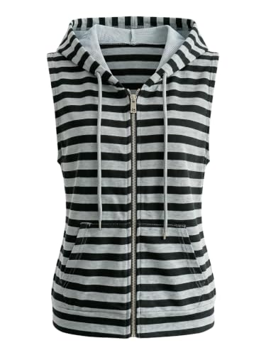 SHENHE Women's Striped Hoodie Drawstring Hooded Sweatshirt with Pockets at Amazon