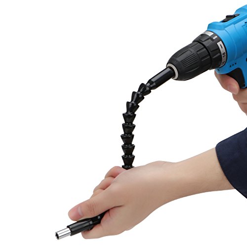 OCGIG 33 Pcs 1/4" Flexible Hex Shaft Screwdriver Power Drill Bit Extension 11inch Quick Change Connect Hex Drive with 32 Pcs Drill Bits Socket Set Holder Extension Chuck Electric Drill Accessories