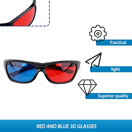 3D TV Glasses and Accessories,Black Frame Red Blue 3D Glasses for Dimensional Anaglyph Movie Game DVD
