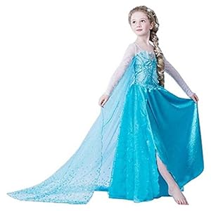 ELSA & ANNA® Meisjes Sneeuw Koningin Prinses Kostuum Party Outfit Cosplay Kleding Fancy Jurk FR202 (5-6 jaar)