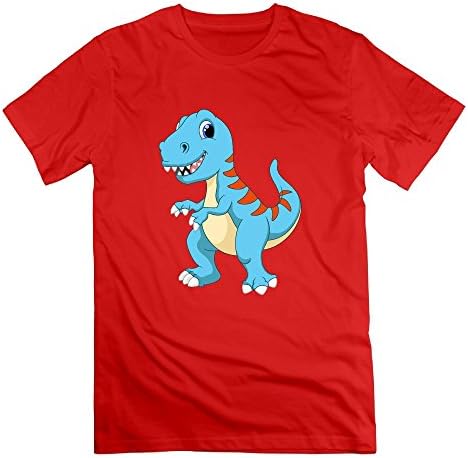 Blue Cute Dinosaur Men's T-Shirt Short Sleeve Cotton Tee