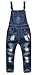 Boys Distressed Destroyed Ripped Holes Denim Jeans Bib Overalls Pants Blue 8-9 Years = Tag 140