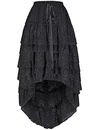 Women's Gothic Steampunk Victorian Retro Floral Lace High-Low Cake Skirt