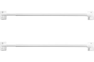 RYB HOME Adhesive Curtain Rod No Drill Adjustable Small Curtain Rods Stick on Brackets for French Door Patio Door Cafe Renter Friendly, Easy to Install, 16-27 Inch, 2 Pack, White