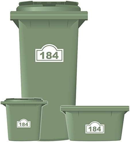 Wheelie Bin Sticker Numbers Arch Style White Pack of 3