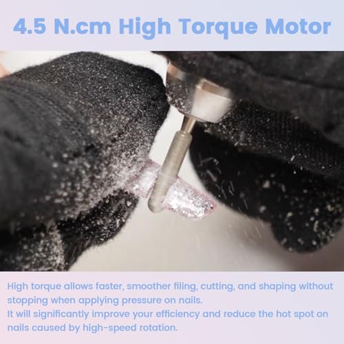 Delanie Professional Nail Drill High Torque 35000 RPM Rechargeable Portable Electric Nail File for Acrylic & Gel, High Speed, Low Heat, Low Vibration, Gradient