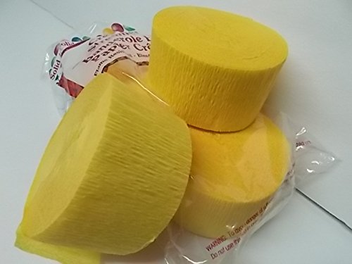 4 ROLLS, YELLOW Crepe Paper Streamers 290 ft Total - Made in USA! by Greenbrier