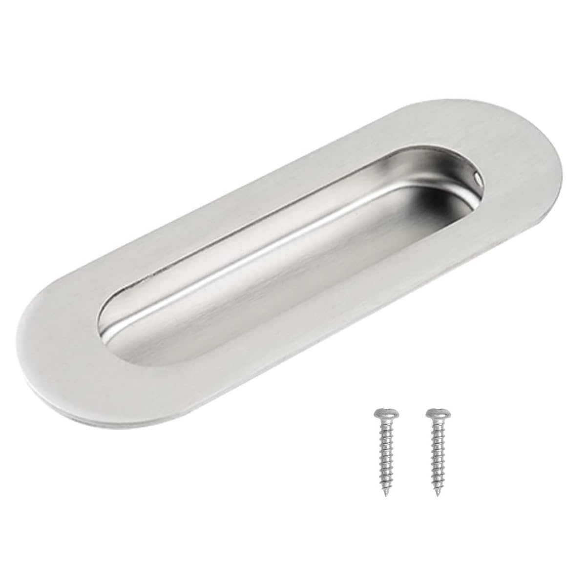 MiJunHD Recessed Flush Door Handles Stainless Steel Cabinet & Furniture Door Pulls Silver 120 * 40mm Round-Hidden Holes Rectangle Handles/Pulls for Interior & Closet Doors