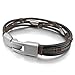 INBLUE Men,Women's Alloy Genuine Leather Bracelet Bangle Rope Black Silver Tone Brown Purple Braided
