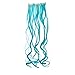 SWACC 7 Pcs Full Head Party Highlights Clip on in Hair Extensions Colored Hair Streak Synthetic Hairpieces (20-Inch Curly, Teal Blue)