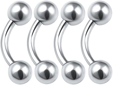 4pcs 16g Curved Barbell Eyebrow Cartilage Lip Ring Tragus Rook Conch Stud Surgical Steel Labret Helix 4mm Balls Pick Size