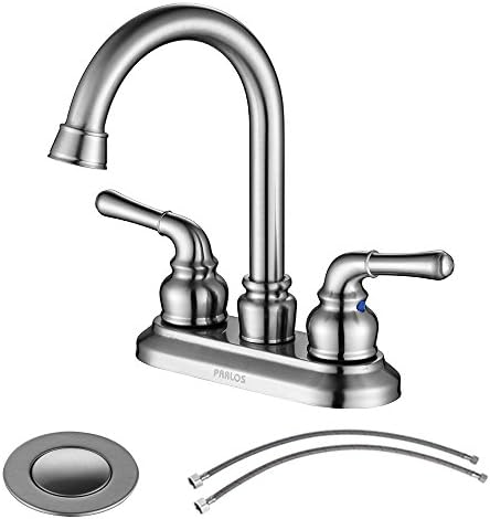 PARLOS 2-Handle Lavatory Faucet Lead-free cUPC Mixer Two-Handle Bathroom Vanity Sink Faucet Utility Laundry Faucet Brushed Nickel, 13469