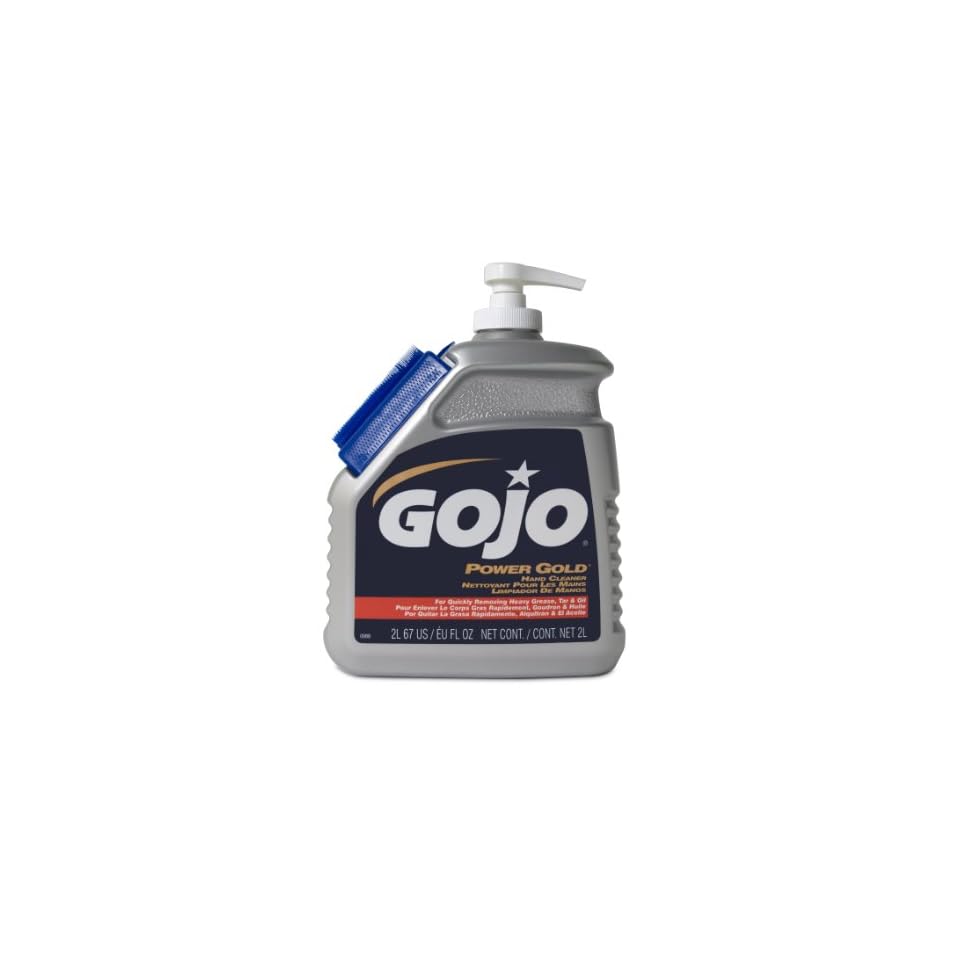 Gojo 0988 02 Power Gold Hand Cleaner with GRIPPIT Nail Brush, 2 Liters