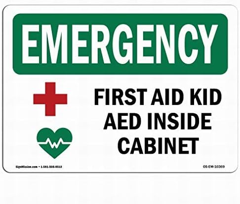 Queen54ferna OSHA Notfallschild – Erste-Hilfe-Kit, AED Innenschrank mit