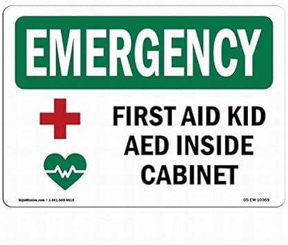Queen54ferna OSHA Notfallschild – Erste-Hilfe-Kit, AED Innenschrank mit