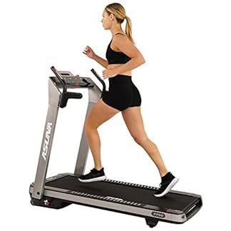 Sunny Health & Fitness ASUNA SpaceFlex Electric Running Treadmill with Auto Incline, LCD and Pulse Monitor, Speakers, Device Holder, 220 LB Max Weight, Folding and Transportation Wheels - 7750