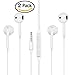 FEIFAN 2 Pack Premium Earphones/Headphones/Earbuds with Stereo Microphone&Remote Control for Apple iPhone 6S/6/6S Plus/6 Plus,iPhone SE/5S/5C/5, iPad /iPod Nano 7/iPod Touch (White)D2