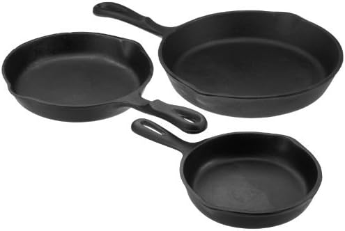 Universal Housewares Pre-Seasoned Cast Iron 3 Piece Skillet Set by Universal Housewares