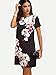 Floerns Women's Floral Print Short Sleeve Casual Top Shirt Dress Black White L