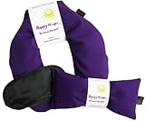 Happy Wraps® Herbal Neck Wrap w/Free Lavender Eye Pillow & Free Sleep Mask - Microwave or Freeze - Purple Cotton