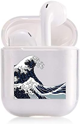 Airpod Case Cover Silicone Airpods 1 2 Case Cover The Great Sea Wave Pattern Clear Soft Case for Bluetooth Wireless Earphone Case Charging Box Case Bags-I301134-For iPhone 1 2