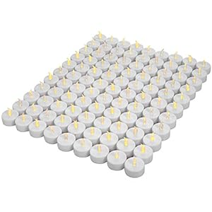 OSHINE 100LED-kaarsen, LED-vlamloze thealights, flikkeren theelichtjes, batterijen CR2032 [batterijen inbegrepen]