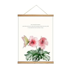 Hanging Poster Wooden Framed Beautiful Birds Flowers Plants Theme Home Wall Canvas Prints Ready to Hang - 18"x24" inches