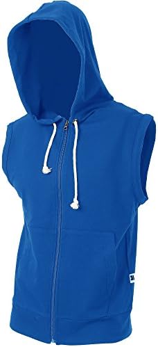 MAJECLO Men's Active Sports Lightweight Sleeveless Hoodie Zip-up(XXL, Blue)